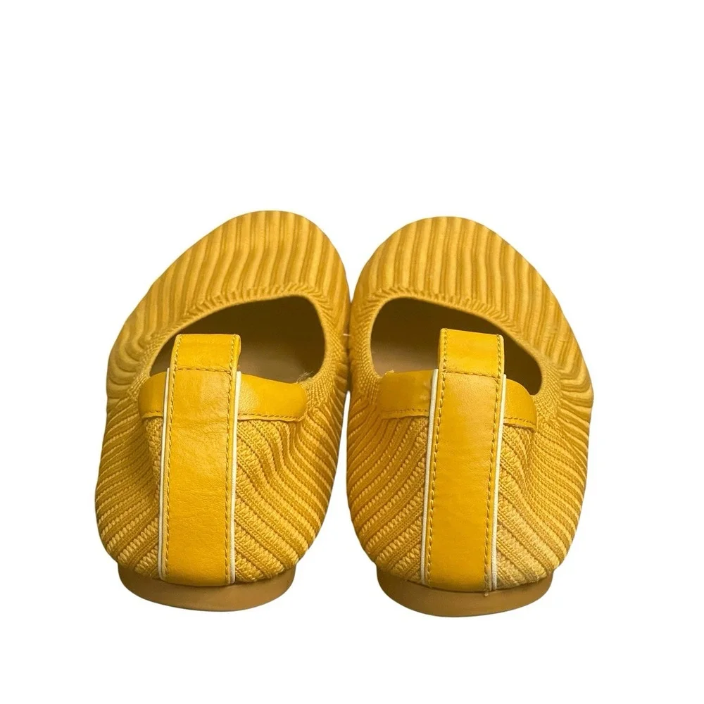 Everlane The Day Glove Flats in Re-Knit Woven Ballet Stretch Mustard Yellow 10